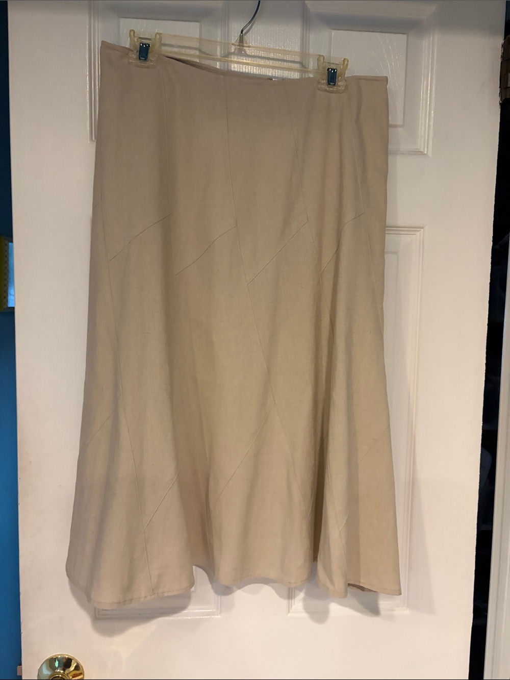 Christopher & Banks Cream A-Line Panel Skirt